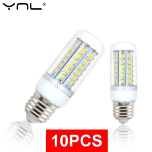 Lámpara LED E27 de 10 piezas, Bombilla de maíz de 220V, 24, 36, 48, 56, 69, 72 LED, SMD 5730.